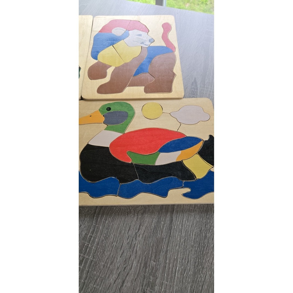 1980's Vintage Wooden Tray Puzzles Pound Puppy Animals All Complete Lot Of 7 - Picture 5 of 12